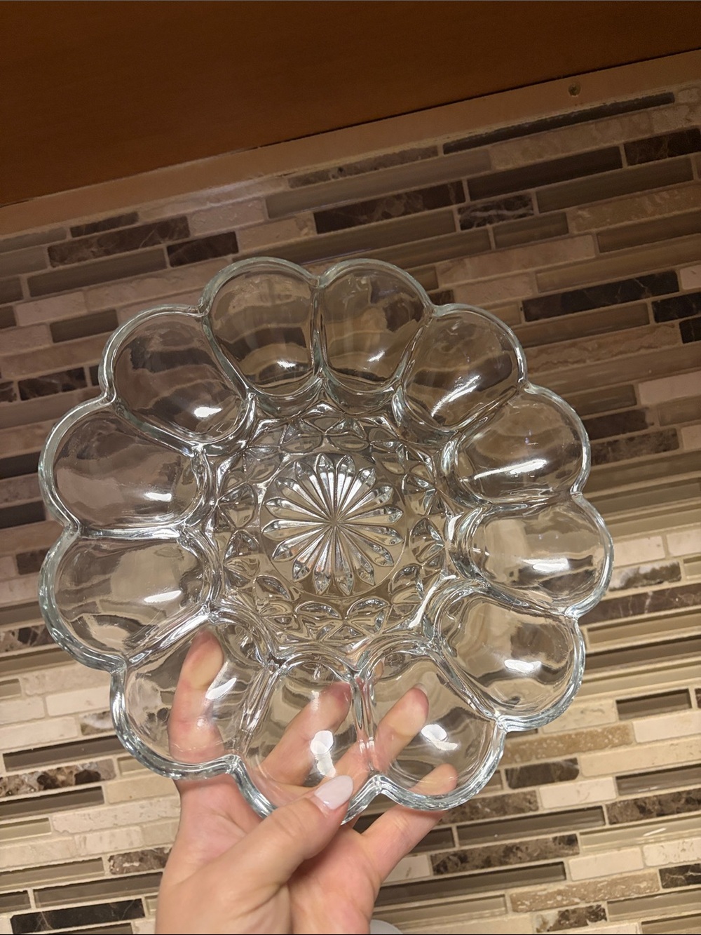 Anchor Hocking Vintage Fairfield Clear Glass Deviled Egg Plate